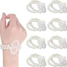 5/10/12/20/24 Pcs/Set - Elastic Pearl Brooch Bracelet, Suitable For Weddings, Galas And Beach Parties - White - View 9