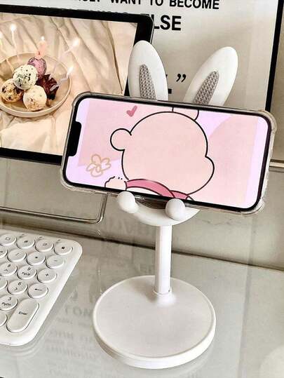 1pc Cartoon Rabbit Adjustable Desktop Phone Holder Stand, Retractable Tablet PC Slouchy Bracket Back To School