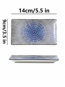 4件組花卉陶瓷盤 5.5英吋，長方形優雅裝飾小盤，下午茶甜點盤、番茄醬盤、居家調料盤、沾醬盤、醬油盤、開胃小菜盤餐具 - 彩色 - 查看 5