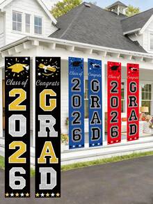 2pcs 2026 Graduation Decoration Series, Multi-Color Options, Suitable For Graduation Season Porch Banner And Party Decor - Multicolor - View 2