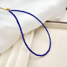 Mặt dây chuyền đá Lapis Lazuli tự nhiên chạm khắc, thiết kế lấp lánh nhiều mặt, phong cách Trung Hoa cổ điển, dây chuyền xương đòn thanh lịch độc đáo. - Nhiều màu - Xem 3