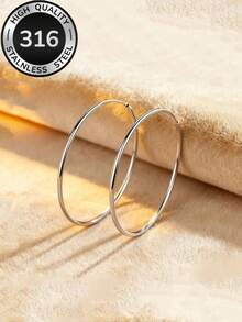 高品质316不锈钢大号耳环，18K镀金防褪色，舒适百搭，简约优雅设计，适合日常佩戴或参加派对，是母亲节、周年纪念日、情人节送给女性的精致礼物。 - hoop耳環 - 查看 9