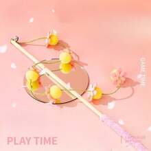 木制逗猫棒玩具，耐用耐咬，猫咪自娱自乐解闷工具，幼猫用品 - 查看 5