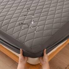 100% Waterproof Quilted Mattress Protector Cover With Elastic - Grey - View 5