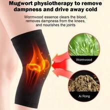 Mugwort Self-Heating Knee Pad, Thermal Knee Support, Suitable For Knee Joint Warmth And Cold Protection In Autumn/Winter, Yoga Pilates Home Exercise Fitness Protection - Black - View 3