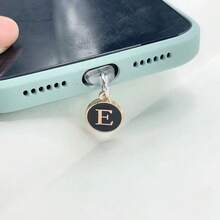 1个双面黑色26字母防尘手机塞/英文字母姓名首字母充电挂件/读卡器/兼容Type-C/Lightning（5-14）接口/情侣防尘塞 - 黑色 - 查看 34