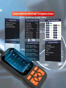 OBD2诊断扫描工具，发动机故障码读取器，带重置功能，支持模式6、模式8和I/M就绪测试，自动检查发动机故障灯，兼容1996年及之后生产的所有OBDII车辆。 - 彩色 - 查看 5
