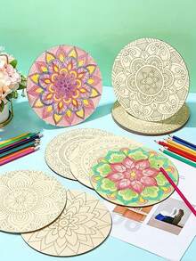 Miếng lót ly bằng gỗ vẽ tay hình Mandala, khối gỗ chưa hoàn thiện, giao hàng ngẫu nhiên, thích hợp cho giải trí tại nhà, thủ công mỹ nghệ, quà tân gia, quà sinh nhật và các buổi họp mặt gia đình - Đồ trang trí nhà cửa và phòng ăn chất lượng cao. - Nhiều màu - Xem 4