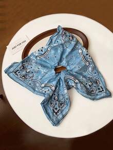 1件复古牛仔蓝腰果花超大号围巾发圈，小众设计发绳，2025新款波西米亚风发带发饰 - 彩色 - 查看 11