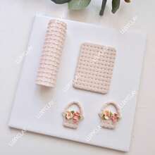 Polymer Clay Texture Roller, Embossing Pottery Texture Rollers For Earrings Jewelry & Pendant Making, Like Polymer Clay Texture Sheets, Great Work With Polymer Clay Cutters - Lines, Monstera, Leaves, Wood, Stripe, Mandala Texture - Beige - View 4