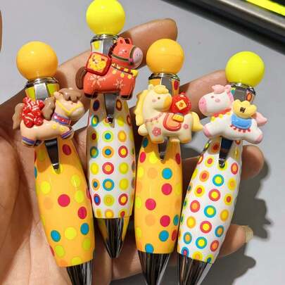 1pc Bowling Ball Pen, Creative Pen, Year Of The Horse New Design, Cute Hanging Pen, High-Quality Small Horse Pen