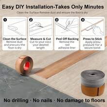 1pc Self-Adhesive Floor Transition Strip, Laminate Floor Gap Cover, Threshold Trim, Cuttable Flat Divider, For Connecting Gaps And Doorway Transitions - C - View 13