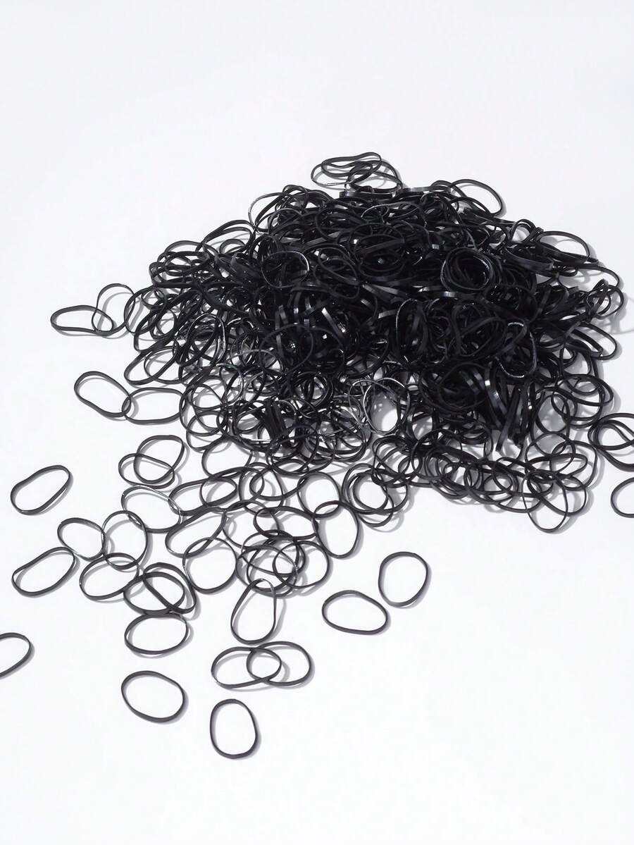 1000pcs Disposable Practical Minimalist Small Hair Ties, Suitable For Girls, Bird Bag - Black - View 1