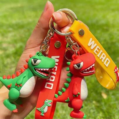 1 Set/Random 1pc Tyrannosaurus Rex Keychain, Cartoon Dinosaur Keychain, Matching Pendant, 3D Figurine Decor, Student Backpack Charm, Car Key Chain, Unique Gift For Couples And Friends, Personalized Dinosaur Accessory