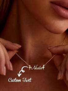 Personalized Name Necklace, A Simple Stainless Steel Name Necklace With An Exquisite Pendant. A Perfect Birthday, Mother's Day, Or Christmas Gift For Her. - Multicolor - View 2