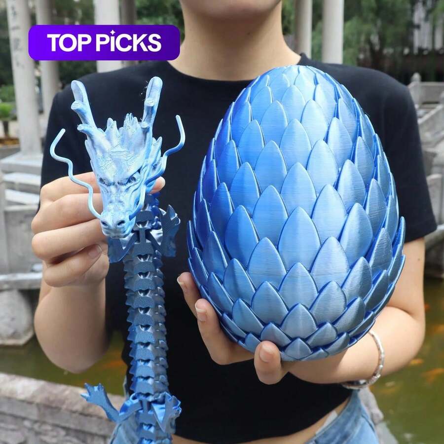 18cm Dragon Egg &60cmDragon, Decoration Gifts, Home Decor Gifts,Party Supplies Gifts, Halloween,Thanksgiving Gifts,Stress Relief Toys For Adults,3D Printed Animals,3d Printed Fidget Toys,「Lntended For Teens & Adults Only」 - Vàng tím - Xem 1