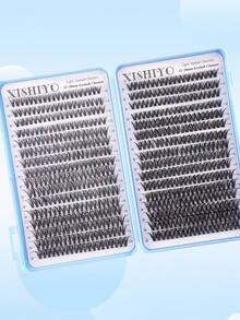 640/544pcs CC Thick Segmented False Eyelash Clusters, 30D+40D/50D+60D/80D+100D Mixed Thick Black Natural Fluffy Individual Lashes, DIY At Home, Thick Type, Easy For Beginners To Wear, Long-Lasting Fashionable, Comfortable Wear, Suitable For Party, Gathering, Travel And Various Occasions, Length 12-18mm Mixed - DD - View 4