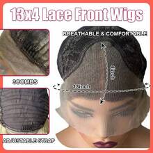 13x4 Lace Front Wig, Gradient Brown To Golden Wavy Synthetic Hair, Seamless Hairline, Pre-Plucked - Multicolor - View 9