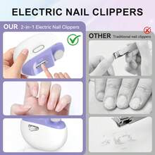 Electric Nail Trimmer, Electric Nail Clipper, Electric Nail Care Set - Trim And Polish, Perfect For Hands And Feet (Orange, Light Purple) - Multicolor - View 6