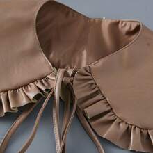 新款秋冬时尚彼得潘领仿领，带荷叶边和系带，皮革披肩 - 彩色 - 查看 9