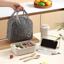 1 pieza Caja de almuerzo para microondas - a prueba de fugas con juego de utensilios - adecuada para la escuela, la oficina, los viajes, al aire libre - unisex, contenedor portátil, material, caja bento reutilizable - Multicolor - Ver 10