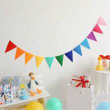 12pcs/Set Multicolor Felt Triangle Pennant Flags, Bulk, Suitable For Grand Opening, Carnival Theme Birthday Party Decor, Outdoor Events, Classroom Decoration, Party Supplies, Birthday And More Occasions - Multicolor - View 6