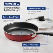Primaware 18 Piece Non-Stick Cookware Set, Red - Xem 8
