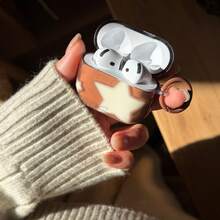 Minimalist Transparent Brown-White Star Hanger Earphone Case Suitable Compatible With Airpods Pro 2, Cute Apple 4 Minimalist 3 New 1/2 Generation Women Earphone Case - Blue - View 9