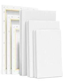 Stretched Canvas Set In Multiple Sizes, Blank White Canvas Suitable For Oil Painting, Acrylic And Fluid Art Creation, Small Size Portable For Travel - Multicolor - View 1