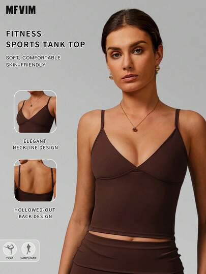  MFVIM 女士运动背心，U 领设计视觉上拉长颈部线条，可拆卸胸垫，可单独穿着进行户外运动，透气舒适，适合跑步、骑行、普拉提、瑜伽、健身房锻炼等休闲运动，多功能运动文胸