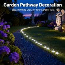 30Pcs Solar LED Pathway Lights Outdoor, 32Ft/10M,8 Modes, Solar Garden Lights Waterproof, Multi Color Landscape Stake Lights, In-Ground Yard Lawn Walkway Lights For Patio Backyard Camping Party Garden Decor - 白色燈光 - 查看 7