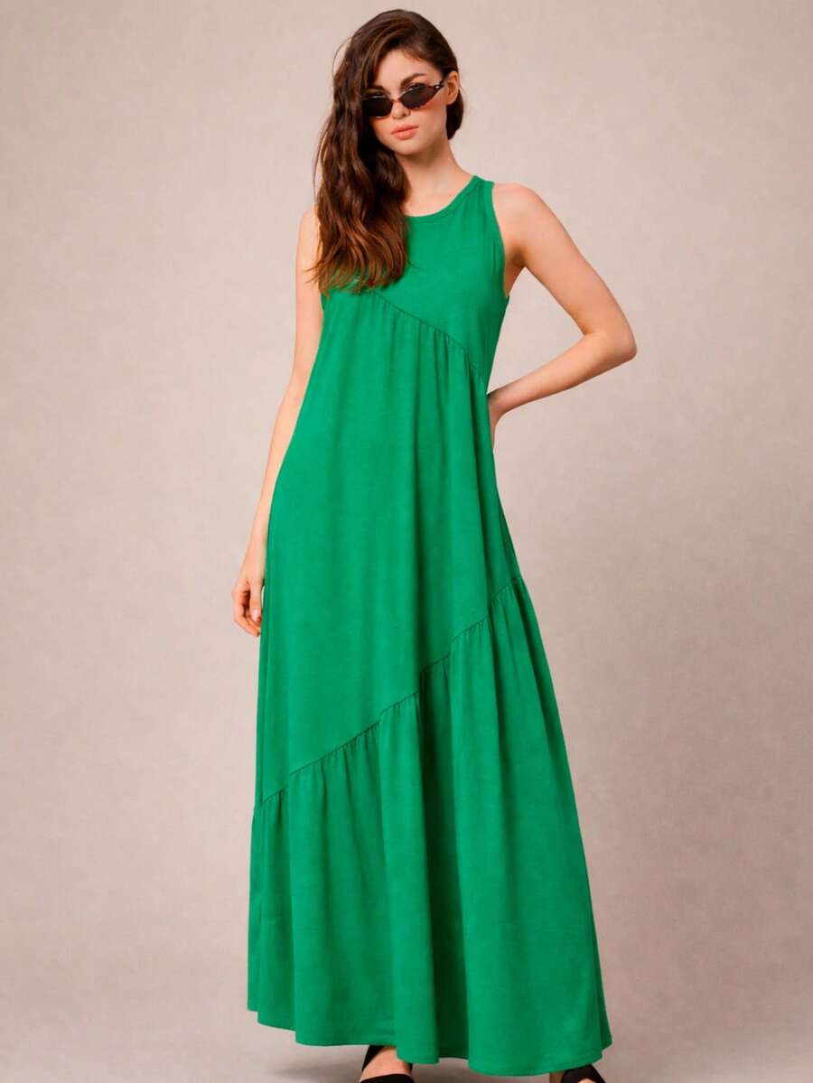 Women's Long Dress, Cotton Knit, Aveloz - 綠旗 - 查看 1