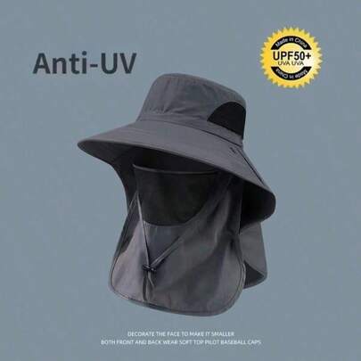 1pc Summer Sun Protection Neck Cover Hat, Outdoor Full Coverage Hat For Men