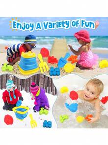 13pcs/7pcs Beach Toy Set, Children Sand Box Toys Including Whale, Starfish, Shell Models, Beach Tool Set, Bucket With Net Bag, Shovel And Rake, Suitable For Boys And Girls Over 18 Months. Small Size Suitable For Backyard Party, Summer Travel, Beach - Multicolor - View 2