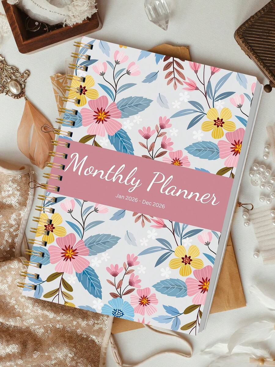 Trees A5 spiralbunden månadsplanerare 2026.1-2026.12 - 2026 helårskalender anteckningsbok med anteckningssidor, att-göra-listor och månadsöversikt - Lämplig för kontor, skola och hem, skrivbordstillbehör, perfekt present till kvinnor - Multifärgad - Visa 1