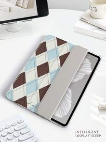 1 件装蓝棕色格子图案彩绘平板保护套，兼容 Mini4/Mini5/Mini6/Mini7/Air/Air2/9.7/10.2/10.5/Air4/Air5/10.9/Pro 11 英寸/第十代/Air 11 英寸 (M2)-2024/Pro 11 英寸 (M4)-2024/Air 11 英寸 (M3) 2025/(A16) 11 英寸第十一代 2025、Galaxy Tab A8 10.5 英寸 2022，三折支架，笔槽，TPU 软边保护，磁吸式睡眠/唤醒功能，简约/趣味/个性化/创意平板保护套 - 彩色 - 查看 6