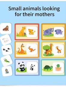 儿童认知闪卡，卡通英语学习教育卡，动物配对游戏（寻找妈妈和房子），幼儿早期教育启蒙玩具 - 彩色 - 查看 5