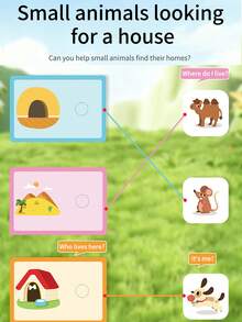 儿童认知闪卡，卡通英语学习教育卡，动物配对游戏（寻找妈妈和房子），幼儿早期教育启蒙玩具 - 彩色 - 查看 6