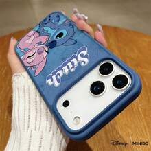Miniso 迪士尼星际宝贝史迪奇和天使情侣款手机壳，透明磁吸防震，适用于iPhone 17 Pro Max/17 Pro/17 Air/17/16/15/14/13/12/11/X/XS Pro/Pro Max系列。iPhone 17 Pro Max手机壳，iPhone 17 Pro手机壳，iPhone 17手机壳，圣诞礼物，送给女朋友的好礼物 - 黑色 - 查看 2