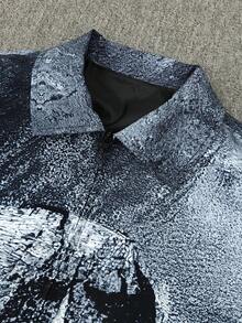 Men's Jacket, Casual Skull Print, Lightweight Spring Autumn Zip-Up Long Sleeve Outerwear - Grey - View 3