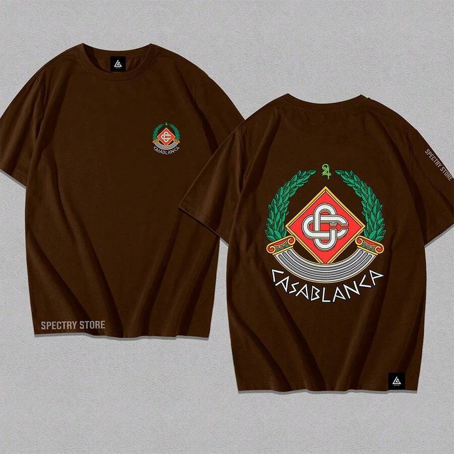 Camisa Camiseta Luxo Premium Y2k Algodão Unissex Exclusivo Gringa Streetwear Tendencia Novidade - Marrom - Visão 1