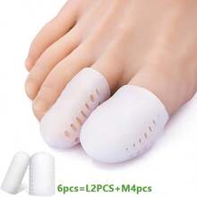 6pcs Silicone Toe Sleeves | Toe Protectors - Sports Style, Washable - White - View 8