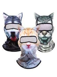 1pc/2pcs Unisex 3D Animal Pattern Protective Face Mask Head Cover, Outdoor Fun Water Sports Hat, Sun Protection Animal Head Cover (Cat, Dog Styles), Suitable For Daily Outings, Travel, Hiking, Skiing - Multicolor - View 33