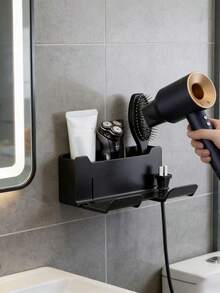 Wall-Mounted Hair Dryer Holder & Storage Rack, Hands-Free Hair Dryer Organizer For Bathroom - Multicolor - View 5