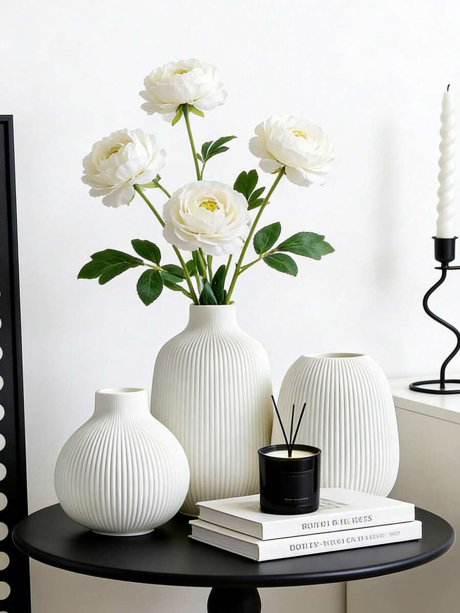 1件/套花瓶套装 - 3个小花瓶装饰，现代波西米亚风格乡村家居装饰，干花花瓶，创意支架，适用于书桌、书架、玄关 - 复古莫兰迪花瓶套装工艺品展示电视柜软装米色花瓶花卉礼品生日毕业