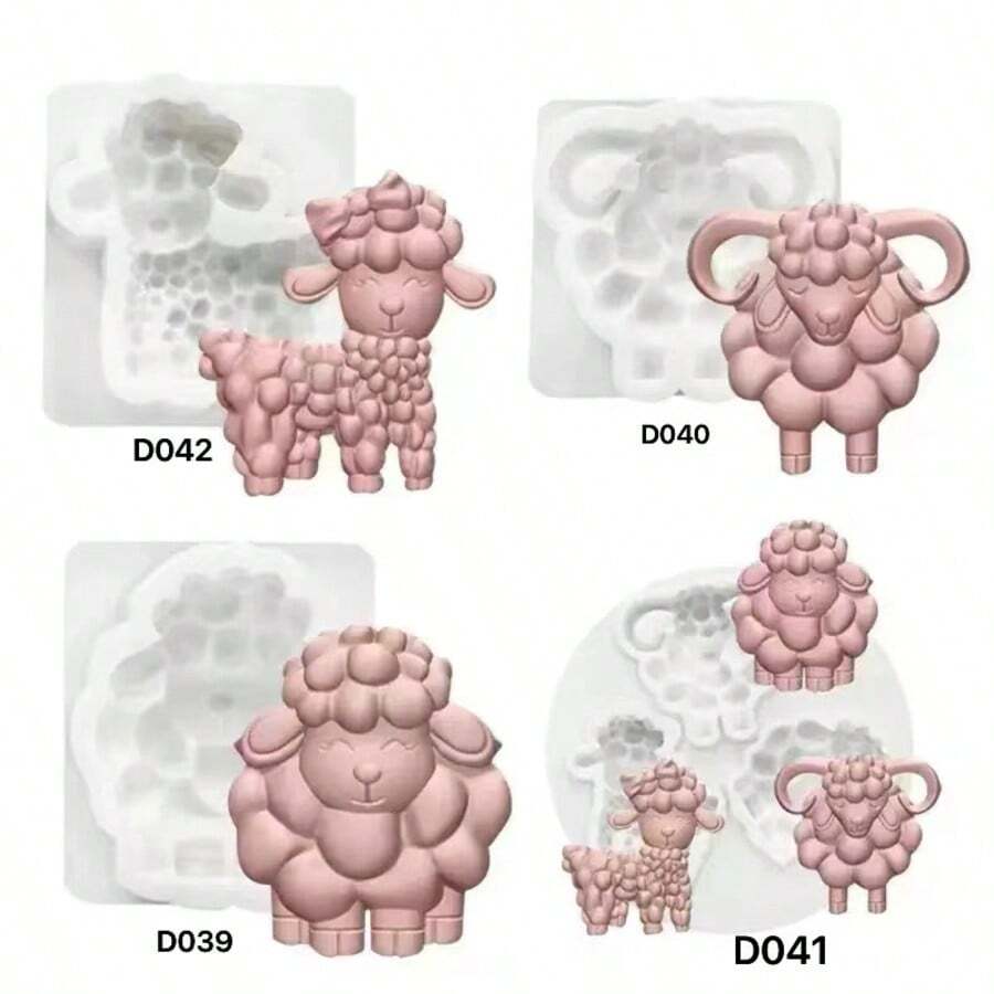 3D Sheep Silicone Mold, DIY Mini Lamb Resin, Clay, Plaster, Candle Decoration Accessory Mold - White - View 1