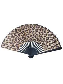 Elegant Leopard Print Folding Fan, Black Frame, Fashion Princess Theme Ladies Lightweight Portable Hand Fan, Princess Theme Fan, Lightweight Fan - Multicolor - View 10