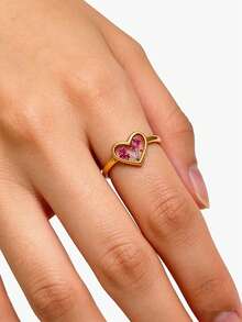 New Handmade Dried Flower Oil Drop Ring, Creative Stainless Steel Oval Heart Shaped Dried Flower Handmade Oil Drop Open Ring, Sweet Cute Everlasting Flower Ring For Women, Non-Fading - Multicolor - View 6