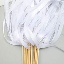 5pcs White Ribbon Magic Wands, Fairy Wands With Lace, Rotating Ribbons, Golden/Silver Bells, Party Cheering Props, Wedding, Christmas Gifts - A - 查看 2