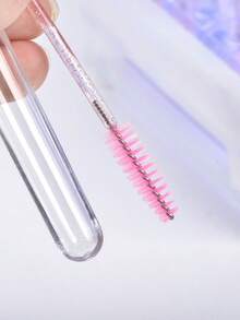 1/3/5/7pcs Flower Pearl Crown Pattern Eyelash Brush Eyebrow Brush Portable Test Tube Lash Brush With Transparent Sleeve Snowflake Snowman Candy Reindeer Bell Pattern - Multicolor - View 7
